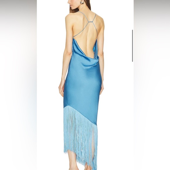 Saylor haverine satin fringe mini